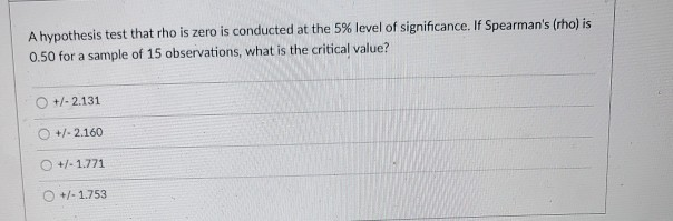 Solved A hypothesis test that rho is zero is conducted at | Chegg.com