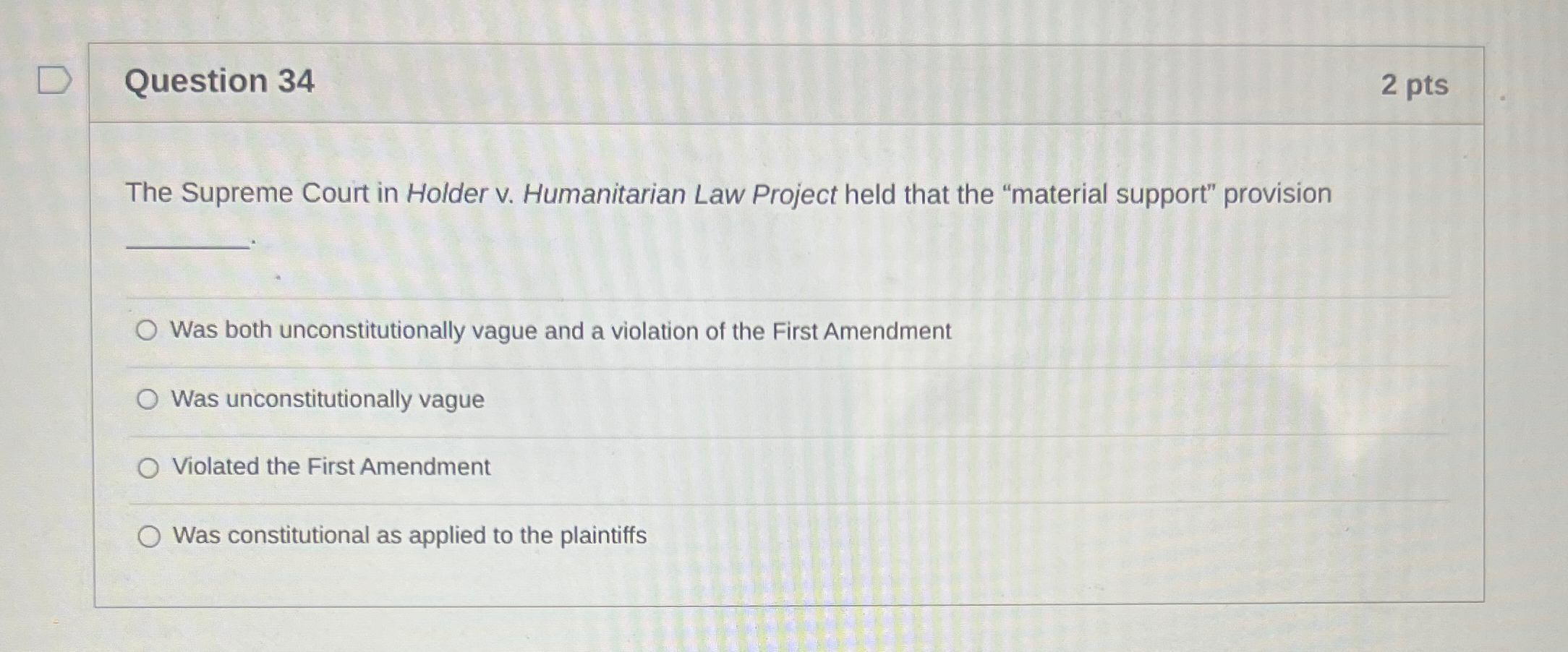 Solved Question 342 ﻿ptsThe Supreme Court in Holder v.