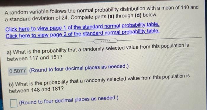 Solved A random variable follows the normal probability | Chegg.com