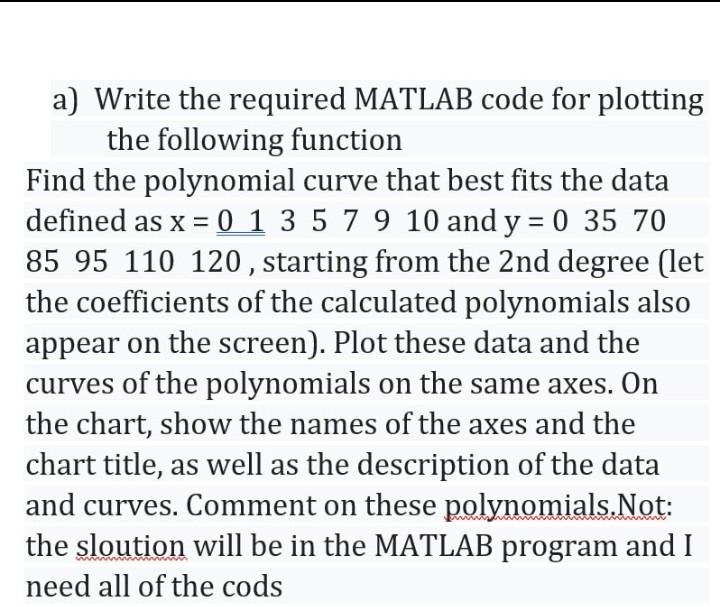Solved a) Write the required MATLAB code for plotting the | Chegg.com