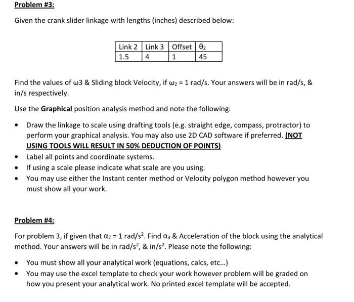 Solved Given the crank slider linkage with lengths (inches)
