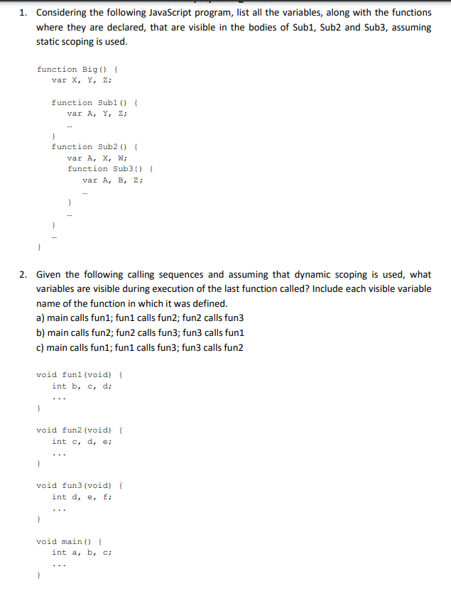 Solved 1. Considering The Following JavaScript Program, List | Chegg.com