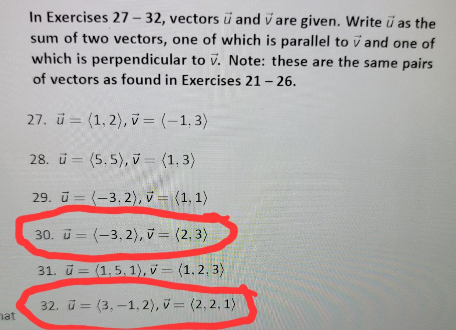 Solved In Exercises 27 32 Vectors U And V Are Given Write Chegg Solved In Exercises 27 32 Vectors U And V Are Given Write Chegg