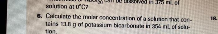 Solved 6. Calculate the molar concentration of a solution | Chegg.com