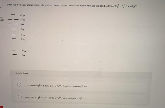 Solved Given the molecular orbital energy diagram for | Chegg.com