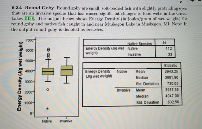 Solved Section 6.6 6.52. Round Goby Refer to Problem 6.34 on | Chegg.com