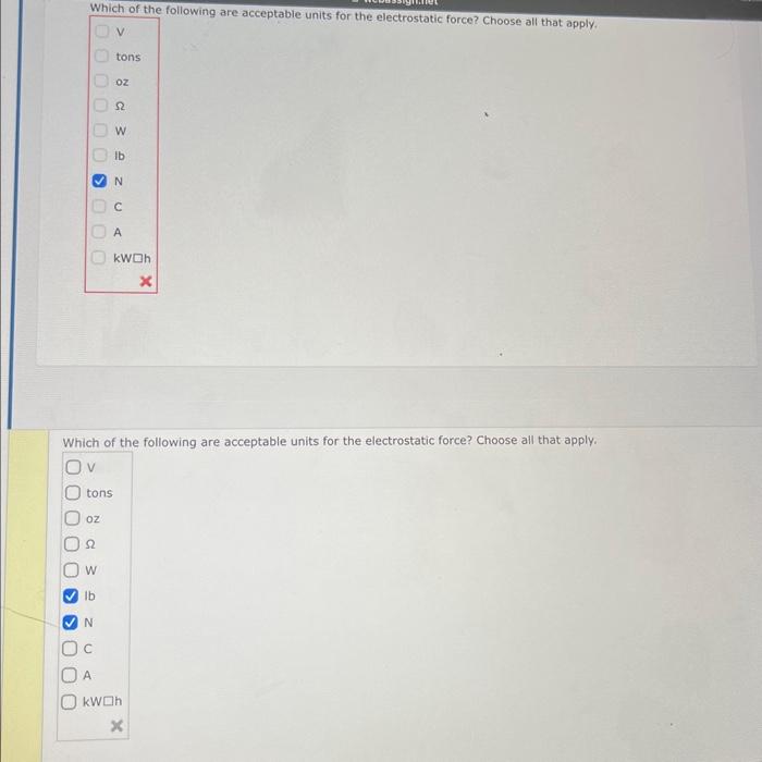 Solved Which of the following are acceptable units for the | Chegg.com