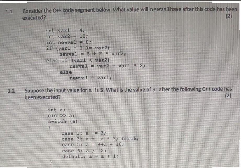 Solved 1.1 Consider the CH code segment below. What value | Chegg.com