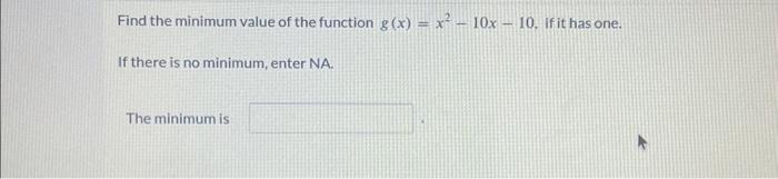 find the value of x for which 10 5x is minimum