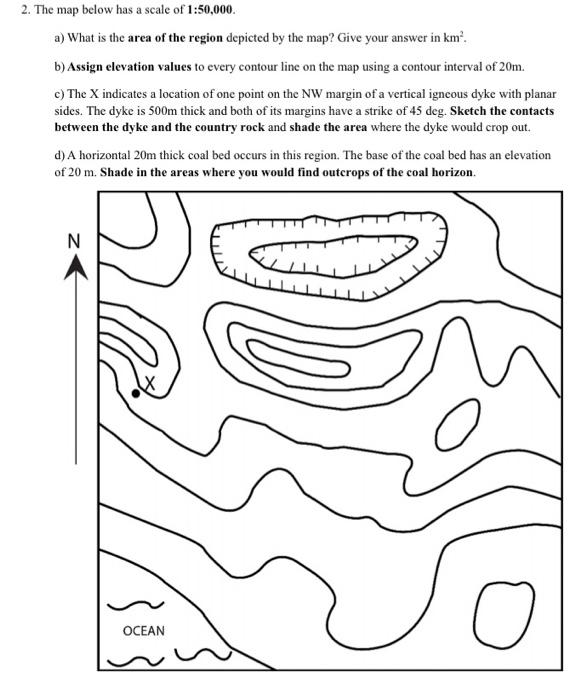 Solved 2 The Map Below Has A Scale Of 1 50 000 A What Is Chegg Com   Image