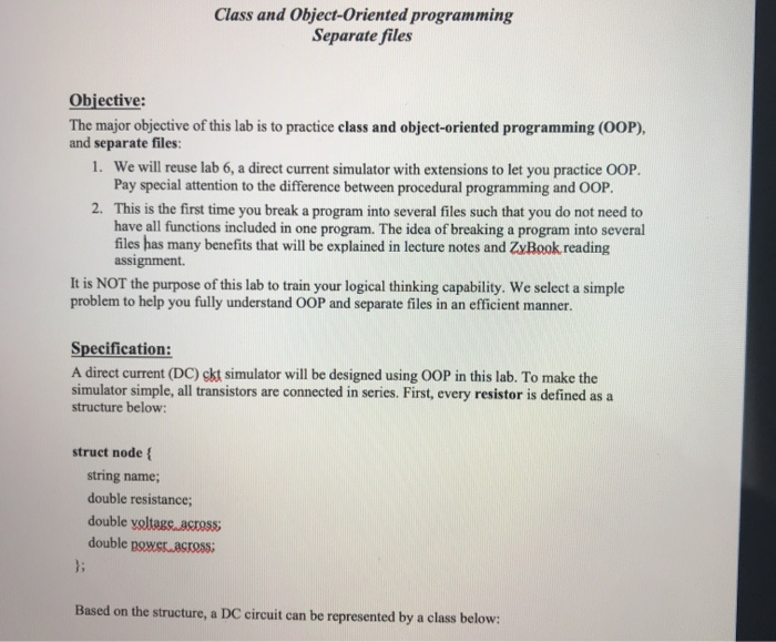 Solved Class and Object-Oriented programming Separate files | Chegg.com