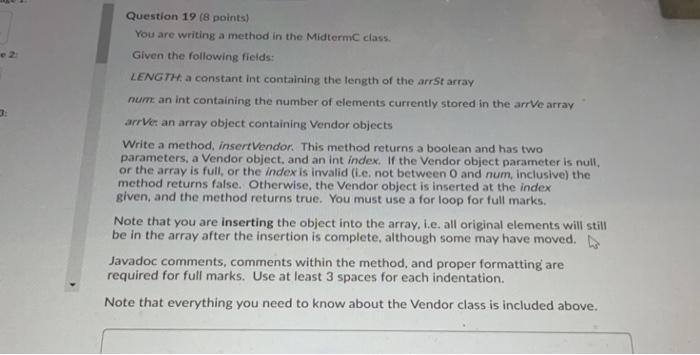 Solved Question 19 (8 points) You are writing a method in | Chegg.com