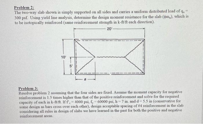 Problem 2: The two-way slab shown is simply supported | Chegg.com