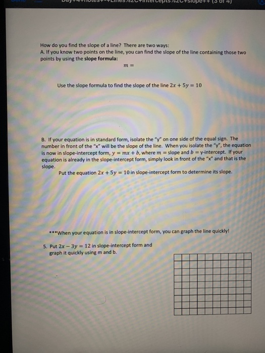 find the slope of a line containing two points