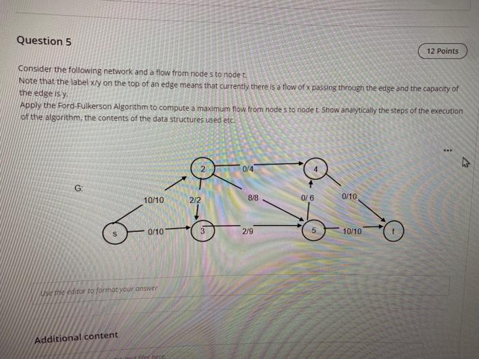 Solved Question 5 12 Points Consider the following network | Chegg.com