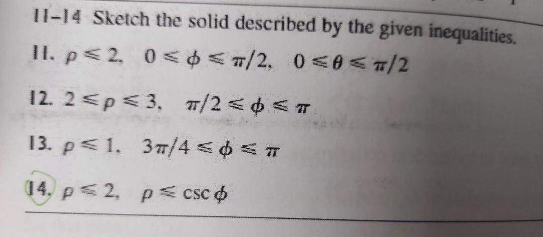 Solved 11-14 Sketch the solid described by the given | Chegg.com