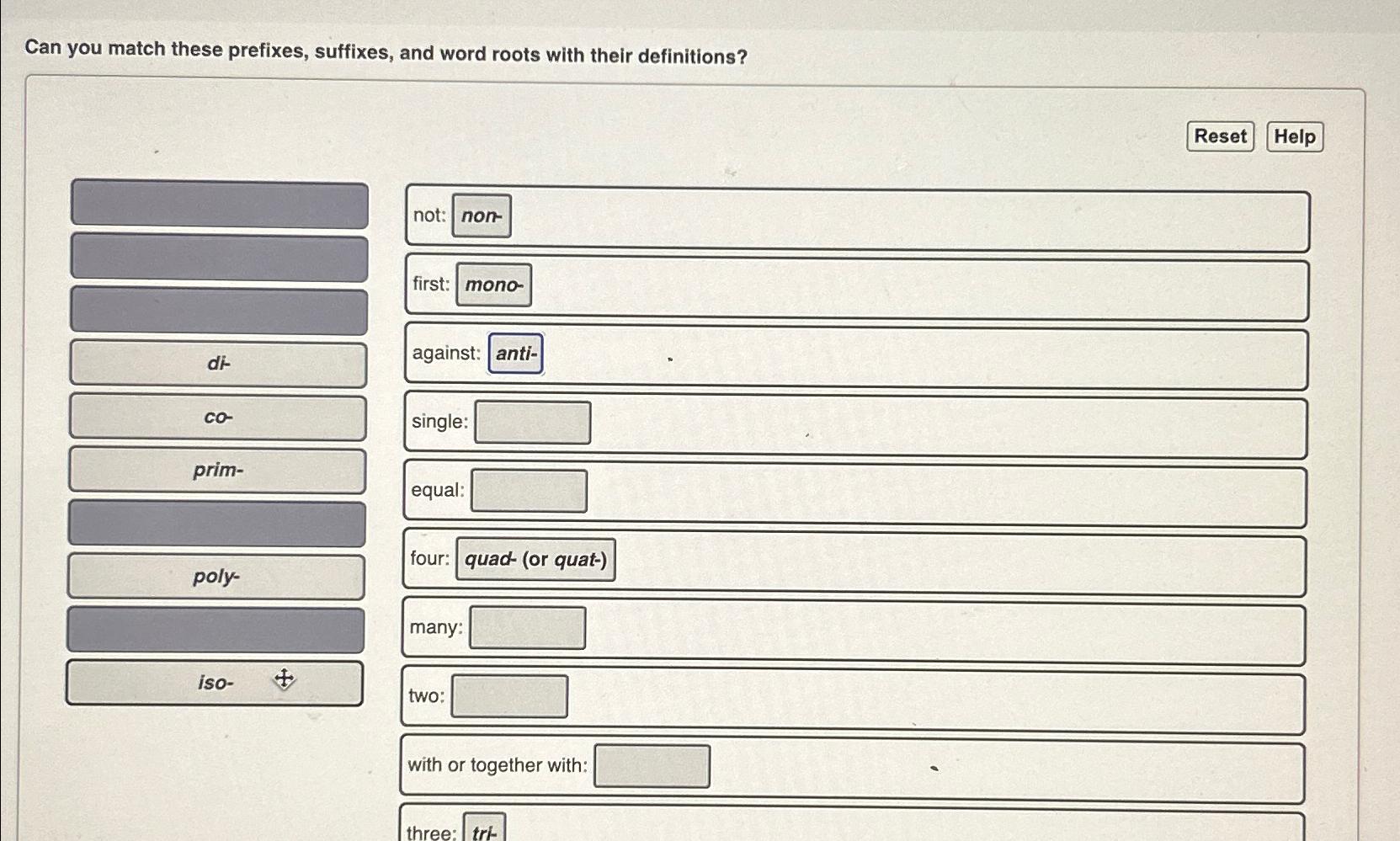 Solved Can You Match These Prefixes, Suffixes, And Word | Chegg.com