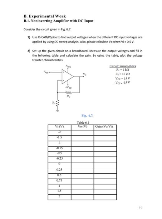 Solved B. Experimental Work B.1. Noninverting Amplifier With | Chegg.com