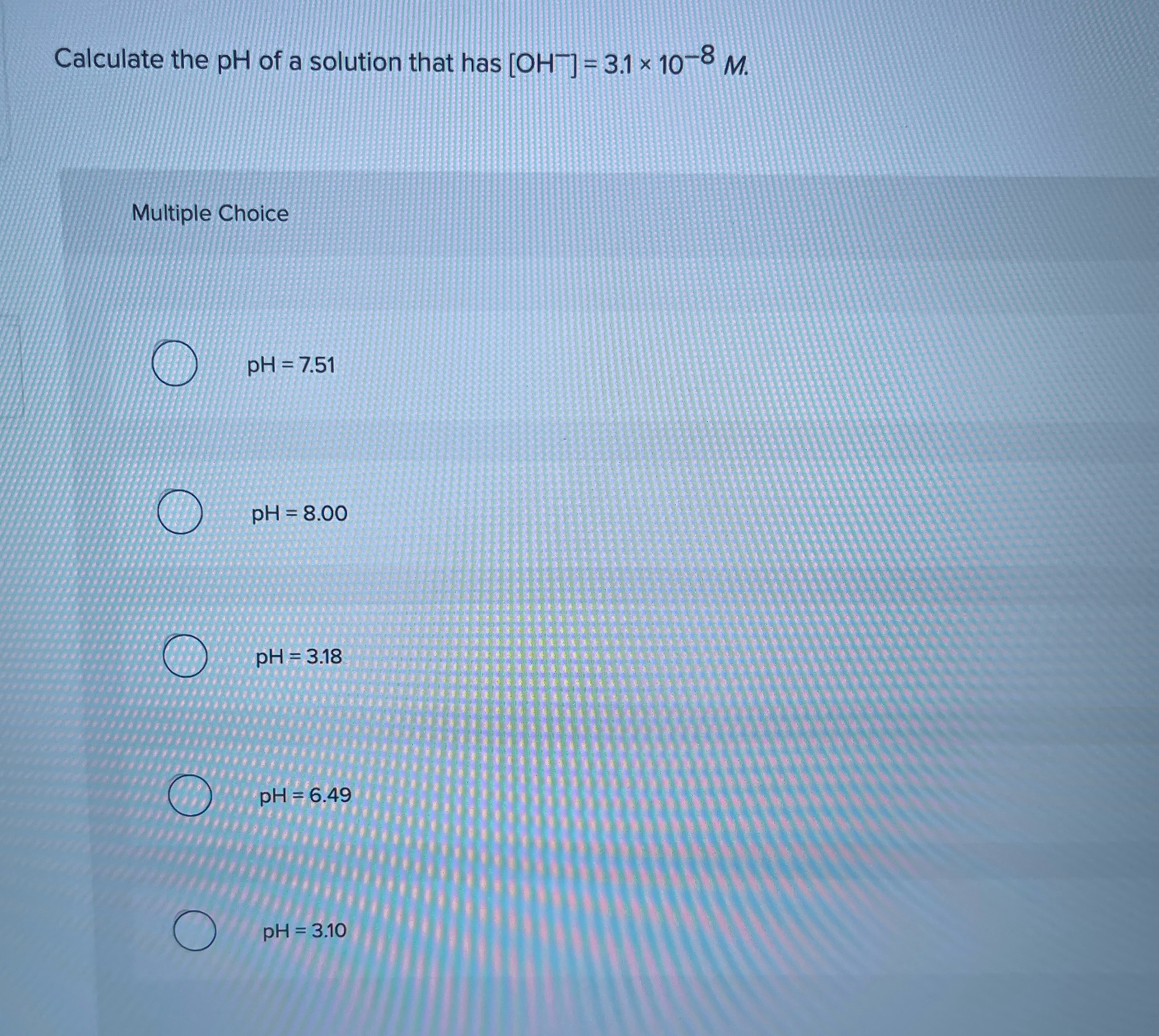 Calculate the pH ﻿of a solution that has | Chegg.com