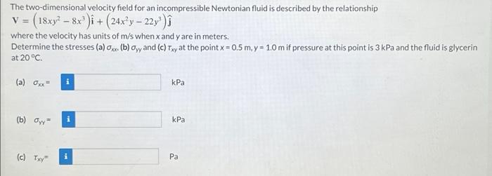 Solved The two-dimensional velocity field for an | Chegg.com