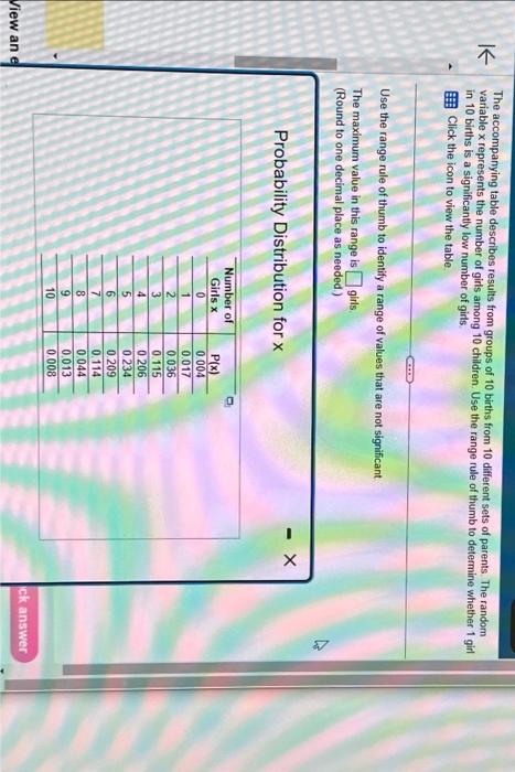 Solved The accompanying table describes results from groups | Chegg.com