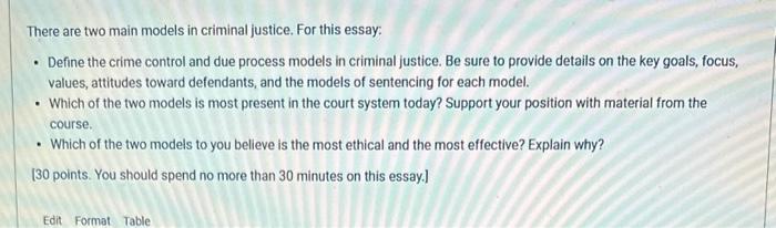 models of criminal justice essay