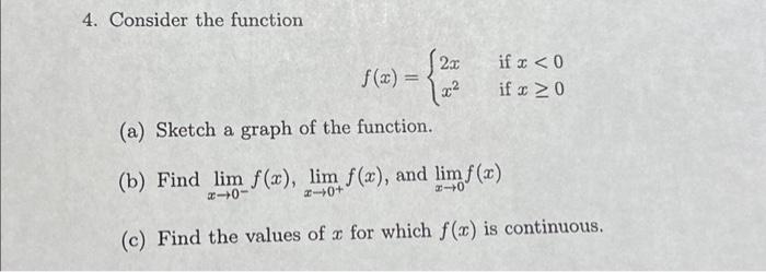 Solved 4. Consider the function 2x f(x) = (a) Sketch a graph | Chegg.com