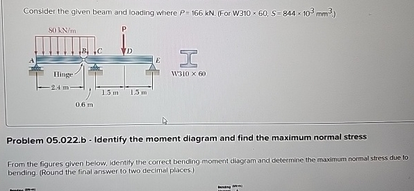Solved Consider the given beam and loading where | Chegg.com