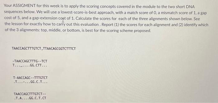 Solved Your ASSIGMENT for this week is to apply the scoring | Chegg.com
