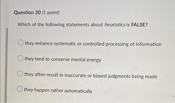 Solved Question 20 (1 point) Which of the following | Chegg.com