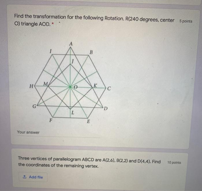 Solved Find the transformation for the following Rotation. | Chegg.com