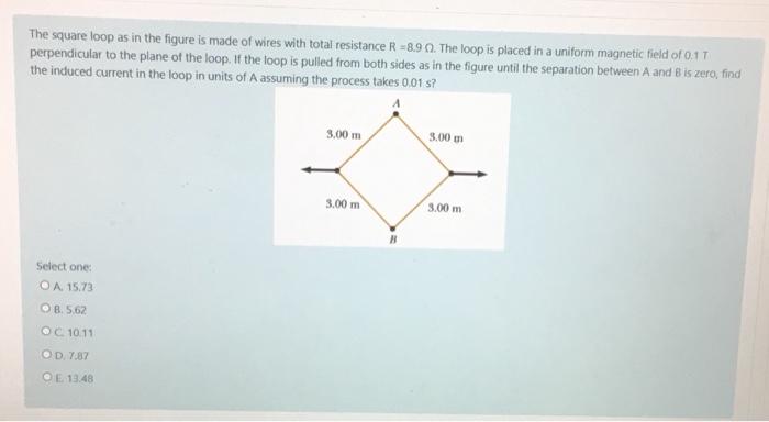 Solved The square loop as in the figure is made of wires | Chegg.com