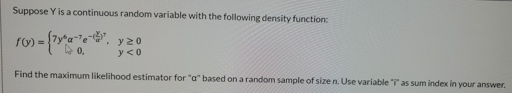 Solved Suppose Y is a continuous random variable with the | Chegg.com