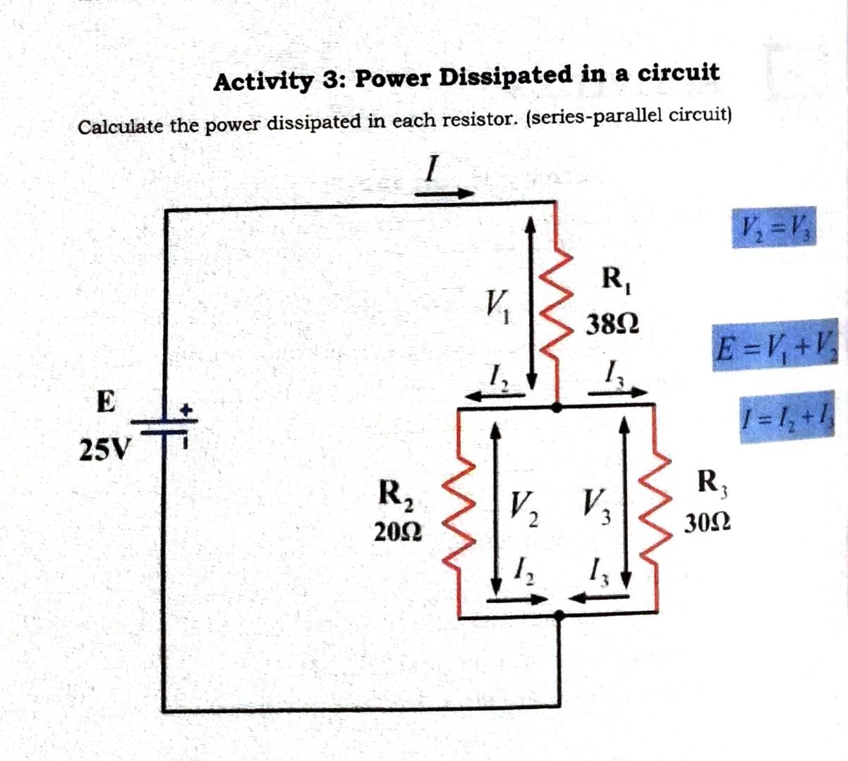 Solved Activity 3: Power Dissipated in a circuit Calculate Circuit Diagram