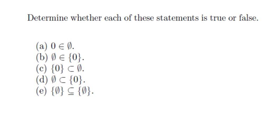 Solved Determine whether each of these statements is true or | Chegg.com