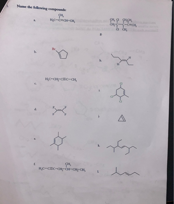 Solved 1. Name The Following Compounds: CH HỌC-C=CH-CH, CH, | Chegg.com