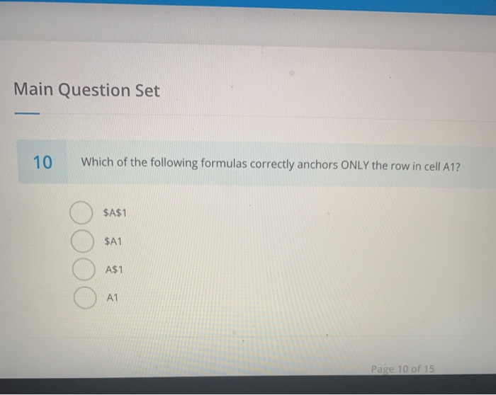 Solved Main Question Set 10 Which of the following formulas