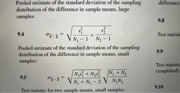 Pooled estimate of the standard deviation of the | Chegg.com