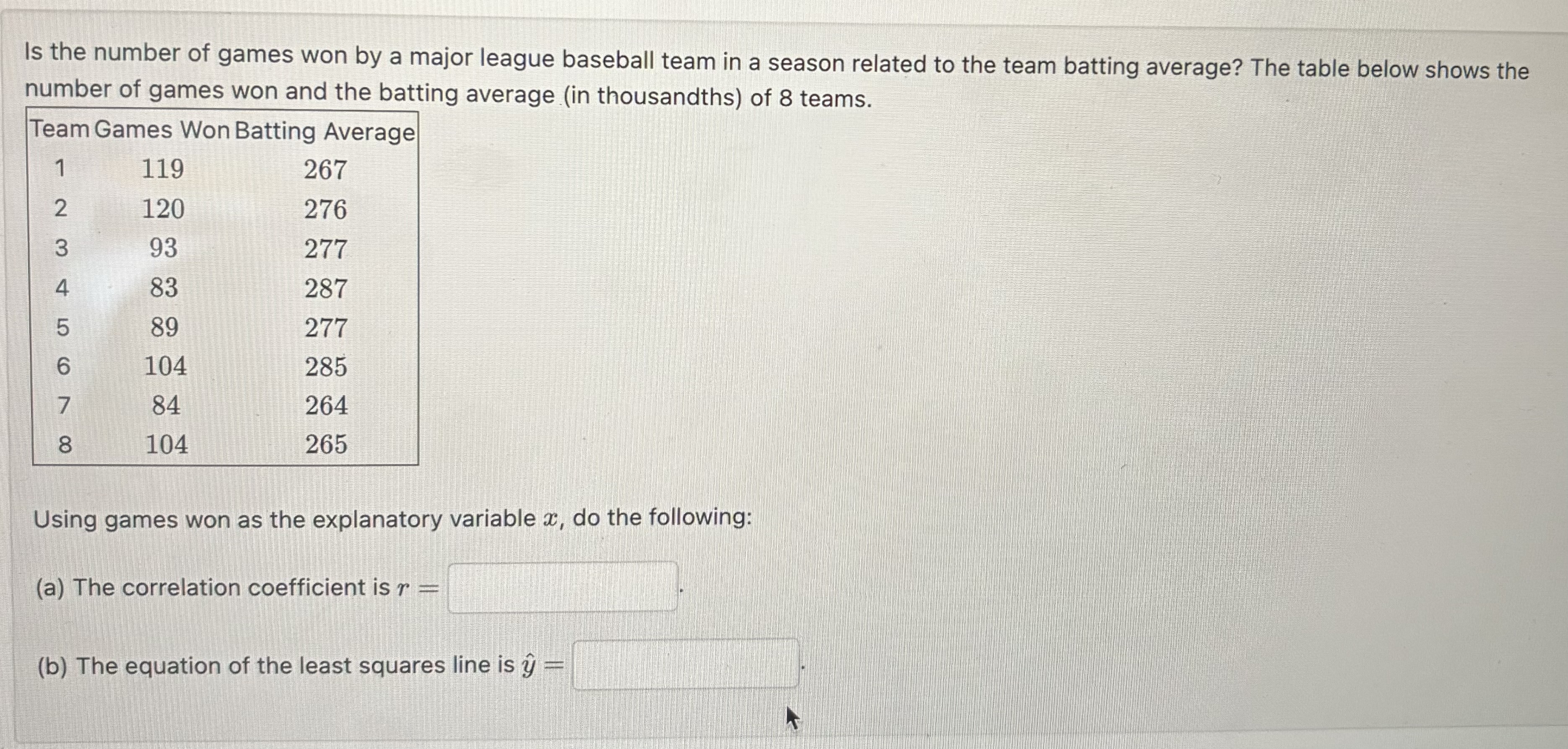 Solved Is the number of games won by a major league baseball | Chegg.com