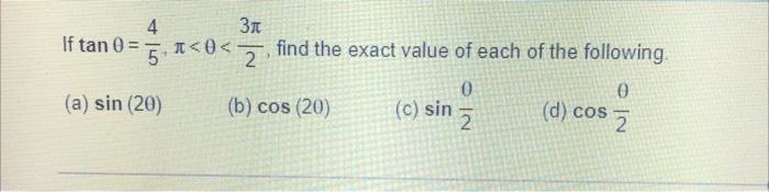 Solved 4 31 If tan 0 = 5 | Chegg.com