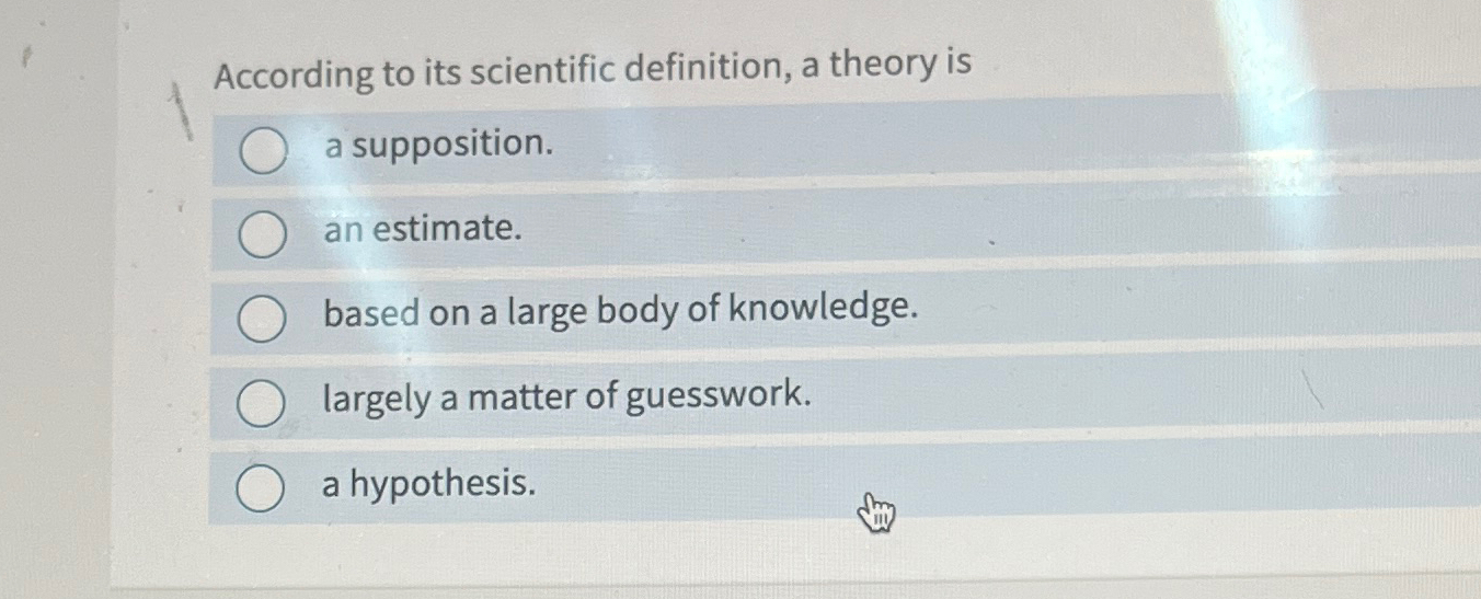 Solved According to its scientific definition, a theory is a | Chegg.com