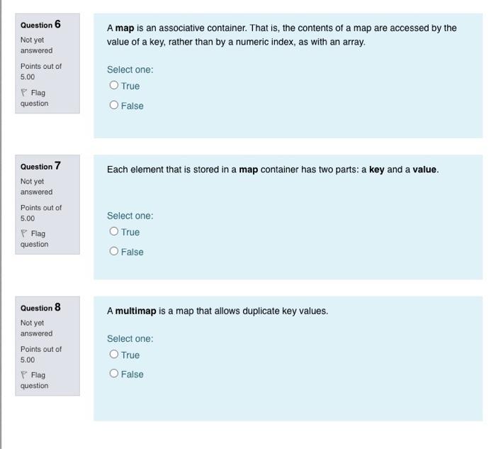 Solved A map is an associative container. That is, the | Chegg.com
