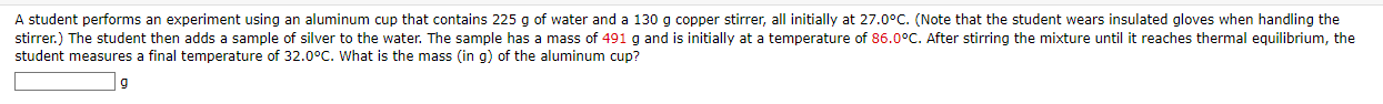 Solved A student performs an experiment using an aluminum | Chegg.com