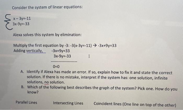 Solved Consider the system of linear equations: | Chegg.com