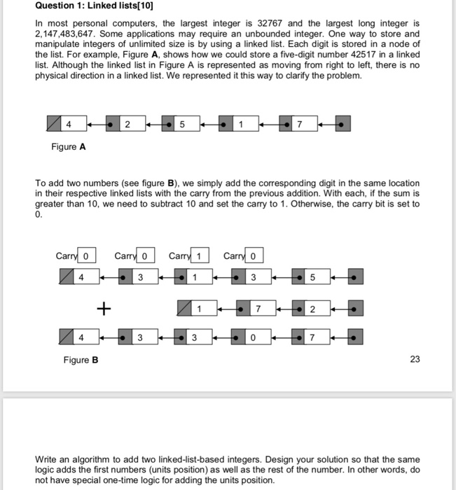 Question 1: Linked lists[10] In most personal | Chegg.com