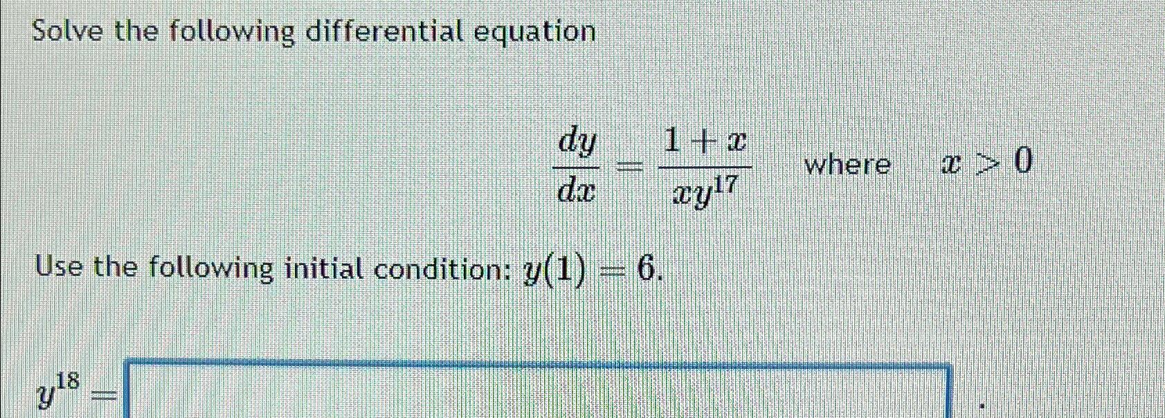 Solved Solve The Following Differential 