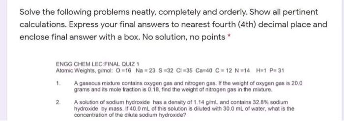 Solved Solve the following problems neatly, completely and