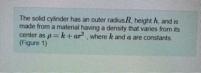 Solved The solid cylinder has an outer radius R, height h, | Chegg.com