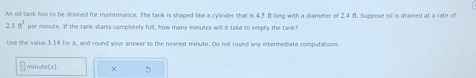 Solved An oil tank has to be drained for maintenance. The | Chegg.com