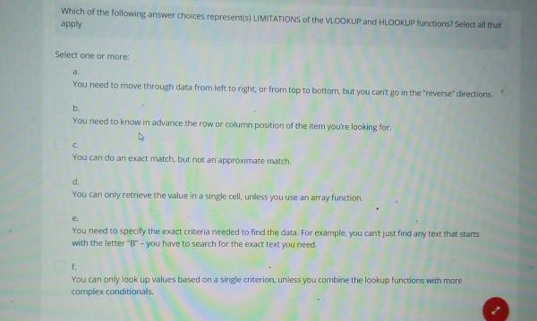 Solved Which of the following answer choices represents) | Chegg.com